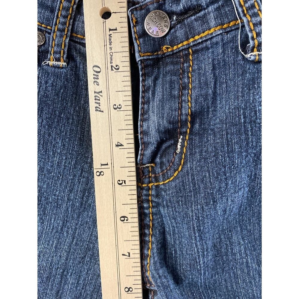 Rich Cow Jeans Women's 28x30 Skinny Distressed Embroidered Bling Pocket Y2K - Picture 8 of 11